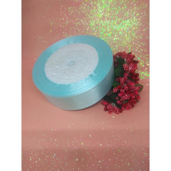 ОПТ Ленты атласные однотонные 2,5 см*25 ярдов цв. светло-голубой, цена за катушку